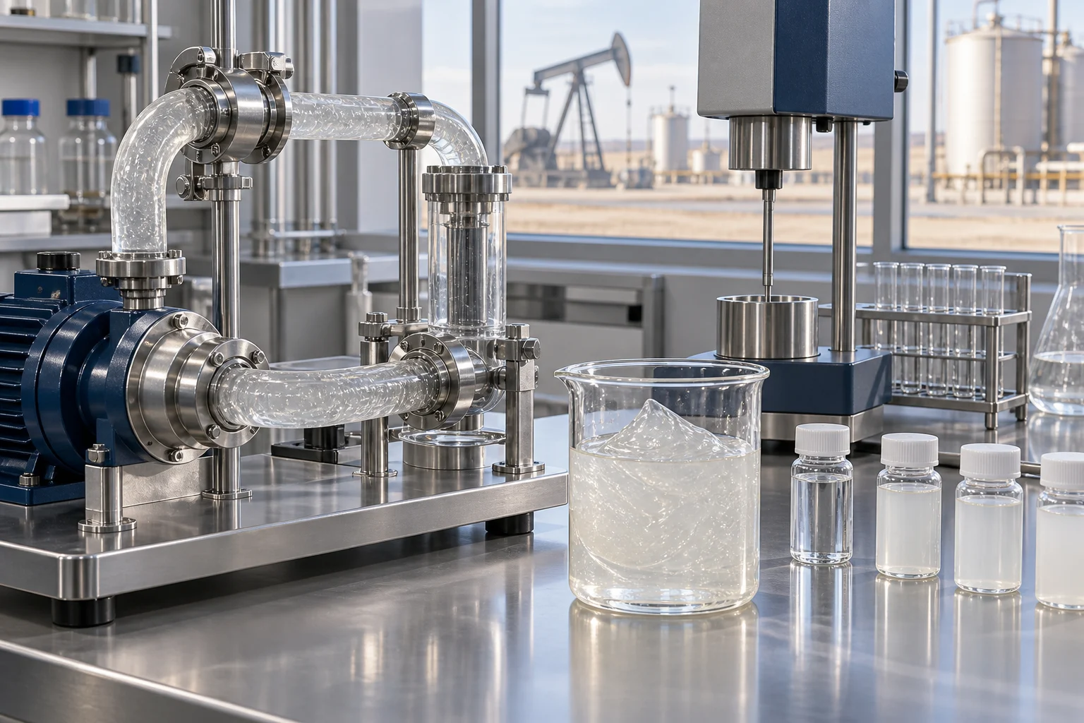 Fluid samples and laboratory mixing equipment prepared for a stimulation chemistry review